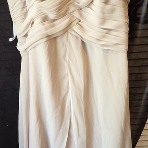 David's Bridal Strapless Ruched Chiffon Gown in Cream